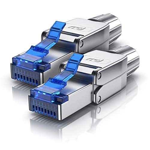 Primewire – 2X connettori RJ45 a crimpare Cat 8 – Connessione Senza Attrezzi – 10 GBit/s 500 MHz Ethernet – Connettore a crimpare in Metallo – Retrocompatibile Cat 6 Cat 7