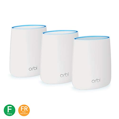 Netgear Orbi WiFi Mesh Triband AC2200, RBK23, Sistema WiFi Mesh, Velocità fino a 2.2 Gbps, Copertura fino a 375 m2, Kit da 3 con 1 Router e 2 Satelliti