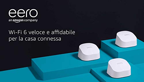 Router wi-fi mesh Amazon eero 6 | Ethernet 500 Gbps | Fino a 420 m² | Connessione di oltre 75 dispositivi | Confezione da 3 | Modello 2021