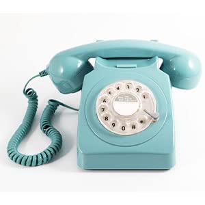 GPO 746 Rotary 1970s - Telefono fisso stile Retrò - Cavo a spirale, Suoneria autentica - Azzurro
