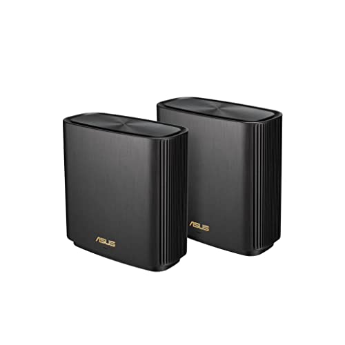ASUS ZenWiFi XT8 sistema Mesh Wi-Fi 6 tri-band AX6600, copertura fino a 410 m²/6+ camere, 6.6 gbps wi-fi, 3 ssid, Internet security e controllo genitori incluso a vita, porta 2.5g, 2 pezzi, nero