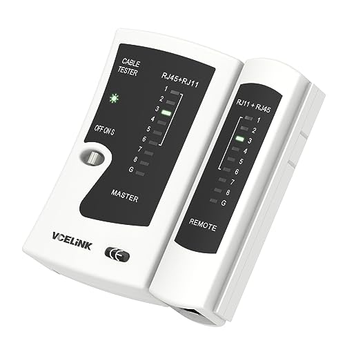VCELINK Tester Cavi di Rete GJ468, Tester RJ45 Professionale POE, Test Ethernet per RJ45/RJ11/RJJ12, Grigio