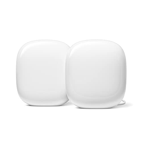 Google Nest Wi-Fi 6E Pro - Sistema affidabile, ad alta velocità e con copertura in tutta la casa - Router Wi-Fi mesh - Bianco ghiaccio, x2, GA03689-EU