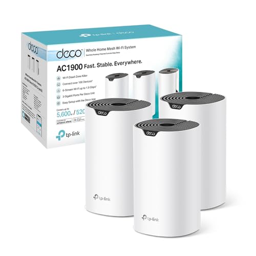 TP-Link Deco S1900(3-pack) Router WiFi Mesh AC1900Mbps, 3 Porte Ethernet Gigabit, Modalità Router e Access Point, Parental Control, 3 Pezzi con Copertura fino a 520㎡, Compatibile con Amazon Alexa