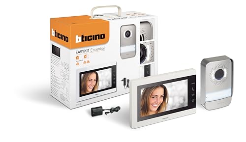 Bticino 317913 EASYKIT ESSENTIAL VIDEOCITOFONO MONOFAMILIARE Plug-In 2 Fili con: 1 Pulsantiera Esterna, Campanello e Telecamera, 1 Monitor Interno 7'' a Colori Vivavoce