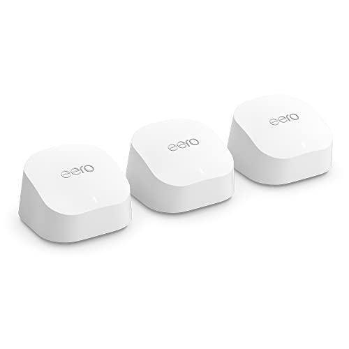 Router wi-fi mesh Amazon eero 6+ | Ethernet 1,0 Gbps | Fino a 420 m² | Connessione di oltre 75 dispositivi | Confezione da 3 | Modello 2022