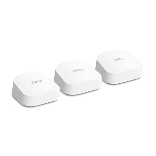 Router Wi-Fi 7 mesh dual-band Amazon eero 7 (modello più recente) - Supporta connessioni Internet fino a 2,5 Gbps, copertura fino a 560 m², confezione da 3