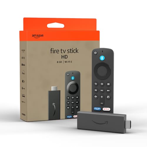 Amazon Fire TV Stick HD (Ultimo modello), TV gratuita e in diretta, telecomando vocale Alexa, controlli per Casa Intelligente, streaming HD