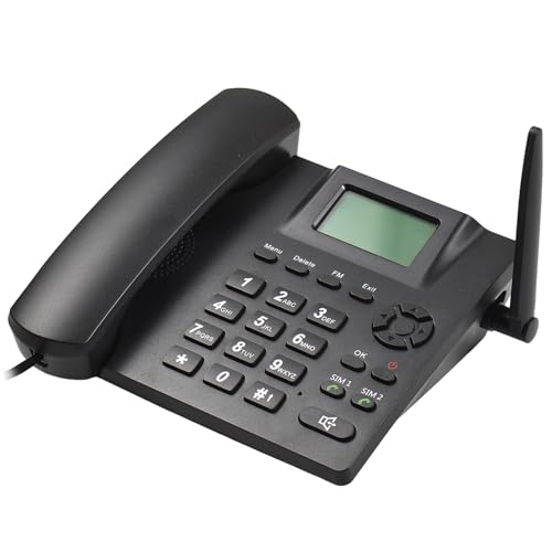 Bisofice Telefono Fisso con Sim, GSM850/900/1800/1900MHZ, Dual SIM Segnale 2G, Telefono Fisso Anziani con Funzione Registrazione, per Casa, Ufficio, Hotel