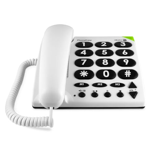 Doro PhoneEasy 311c Telefono Fisso Casa per Anziani - Cornetta - Rubrica - Tasti Grandi - 3 Tasti Chiamata Rapida - Suoneria Forte - Compatibile con Apparecchi Acustici (Bianco) [Versione Italiana]