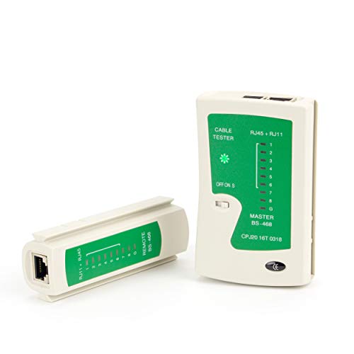Incutex Tester Cavi di Rete, Ethernet LAN RJ45 RJ11 CAT5 CAT5e CAT6a Linea Tester Professionale, Rilevatore Cavi Wire Tracker, bianco-verde