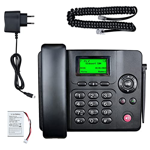 Lychee Wireless Classico Telefono Fisso GSM Quad-band - Dual SIM Card,Supporto Multilingue(Compreso l'italiano), Ampio Display Retroilluminato,Ideale per Casa/Hotel/Ufficione