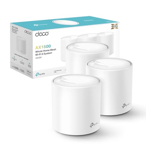 TP-Link Deco X1500(3-pack) Router WiFi 6 Mesh AX1500Mbps, 2 Porte Ethernet Gigabit, Controllo Parental, Router e Ripetitore, Compatibile con Amazon Alexa, 3 Pezzi con Copertura Fino a 520 ㎡