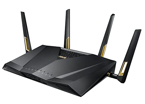 ASUS Gaming Router che supporta tecnologie MU- MIMO e OFDMA, AX6000 Dual Band WiFi 6 (802.11ax), AiProtection Pro basata su Trend Micro, acceleratore di gioco wtfast integrato e Adaptive QoS