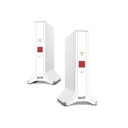 FRITZ! Mesh Wi-Fi Set 4200, Confezione da 2 FRITZ! Repeater 3000AX, Soluzione Mesh fino a 4 stanze, WiFi 6 Triband fino a 4.200 Mbps, 2 LAN Gigabit, interfaccia in Italiano