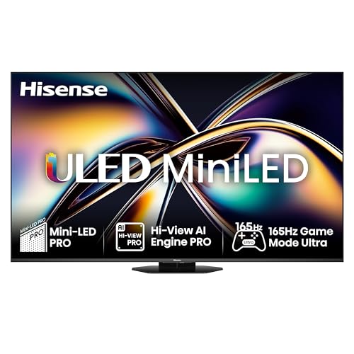 Hisense TV 65" Mini-LED 165Hz 4K 2025 65U8Q, Octagonal Stand, Dolby Atmos Multi-Channel Surround 4.1.2, Smart TV VIDAA U9 con 1000+APP, Dolby Vision IQ, HDR 10+, 165Hz Game Mode Ultra, Alexa Built-in