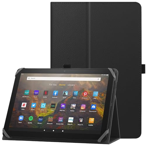 HoYiXi Custodia universale per 9-10.1 pollici tablet Fire HD 10 2021/2023 e Fire HD 10 Plus 2021/2023 con supporto e Cover per cinturino da polso per 9"-10.1" Samsung Lenovo Android tablet - nero