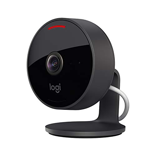 Logitech Circle View, videocamera di sicurezza domestica cablata resistente agli agenti atmosferici, 180°, 1080p, visione notturna, audio a 2 vie, crittografia e Apple HomeKit Secure Video - Nero