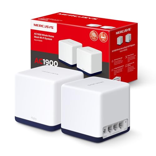 Mercusys TP-Link Halo H1900G(2-pack) Router WiFi Mesh Dual Band AC1900Mbps, 2 Pezzi con Copertura fino a 350㎡, 3 Porte Gigabit Ethernet, Modalità Router e Access Point, Parental Control