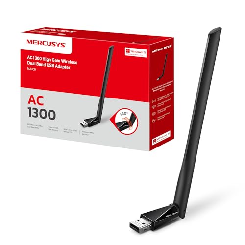 MERCUSYS TP-Link MA30H WiFi USB AC1300Mbps, Chiavetta WiFi, Antenna WiFi Usb per PC, Alto Guadagno, Wireless Dual Band, MU-MIMO, WPA3, Windows 11/10