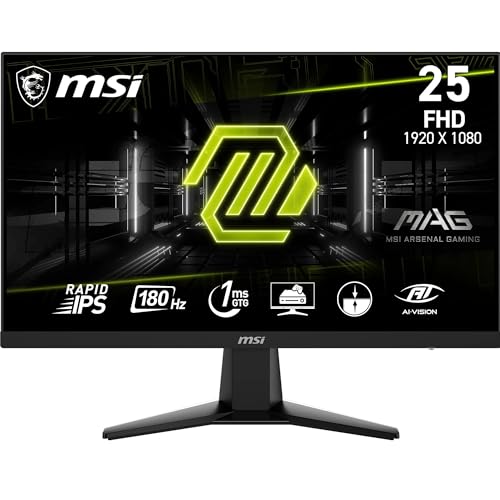 MSI MAG 256F Monitor Gaming 24,5" FHD - Pannello IPS Rapid (1920 x 1080), 180 Hz / 1ms GtG, 127% sRGB, Design senza cornice, HDR Ready - DisplayPort 1.2a, HDMI™ CEC, Nero