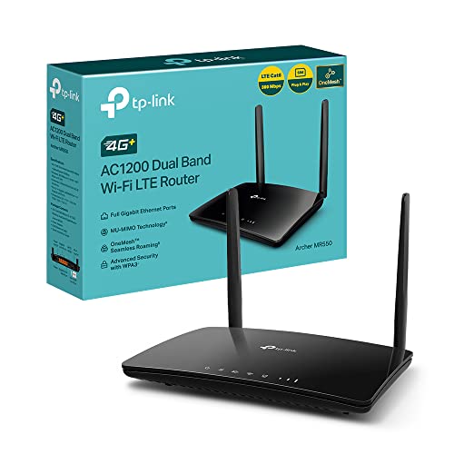 TP-Link Archer MR550 Router 4G+ Cat6 300Mbps, Wi-Fi AC1200 Dual Band, Router 4g con Sim, MicroSIM, Porta LAN/WAN Gigabit, MU-MIMO, Senza Configurazione, Tecnologia TP-Link OneMesh