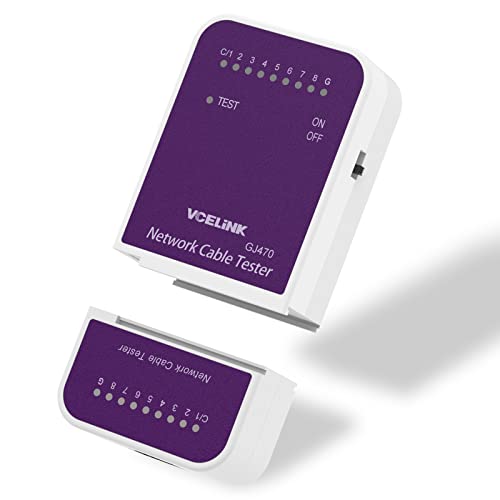 VCELINK Tester RJ45 POE, Tester Cavi di Rete Portabile, Tester Rete Lan per Cavo Ethernet Cat5 Cat5e Cat6 Cat6a Cat7, Viola