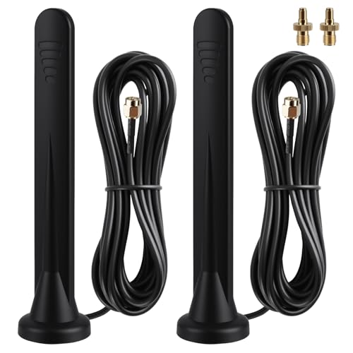 Antenna WiFi 5G 4G, 2 amplificatori di segnale omnidirezionale 15DBI impermeabile con base magnetica TS-9/SMA per Router Mobile LTE, Modem, Camera da Trail, Antenna 3G/4G/5G/GSM/GPRS, Cavo 3M