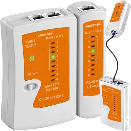 Terryshop74 Tester di Rete RJ45 RJ11 per Cavi Ethernet e Telefonici | Diagnosi Cablaggi LAN e Telecom | Funzione Auto Scan 2 Velocità | Collaudatore Pilota incluso |