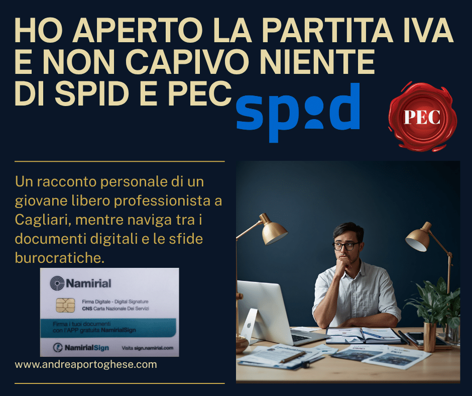 Post di Facebook – Ho aperto la partita IVA e non capivo niente di SPID e PEC Giovane libero professionista a Cagliari confuso davanti a documenti SPID, PEC e firma digitale per la partita IVA